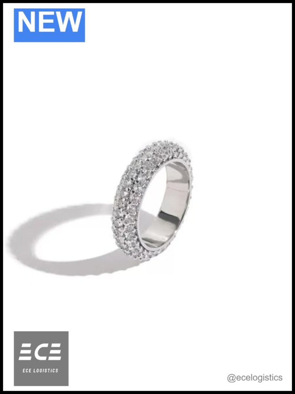 3 Row Eternity Band Ring 14K White Gold Plated CZ